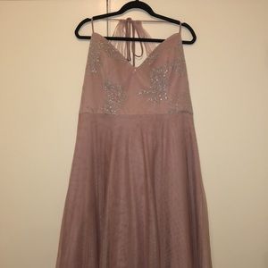 Hayley Paige Occasions Embellished Bodice Halter Gown